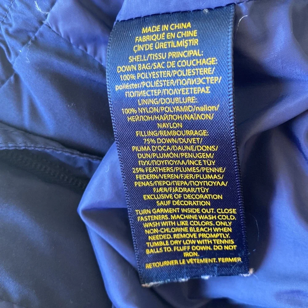 Polo Ralph Lauren blue down puffer hood winter coat jacket 4